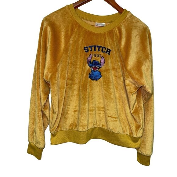Disney Tops - Disney Stitch Fleece Gold Long Sleeve Sweatshirt Women's Size Large
